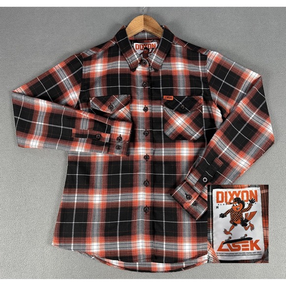 DIXXON Tops - Dixxon Flannel Shirt Womens Medium Orange Black Bucky Lasek Skater Garage Punk